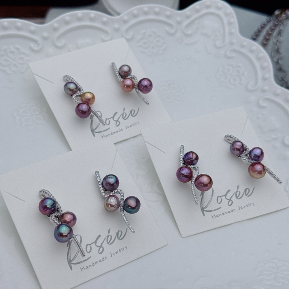 E228 S925 Freshwater Edison Baroque Pearl Earrings - Picture 2 of 5